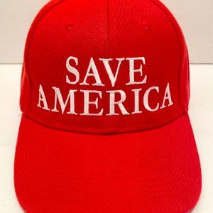 SAVE AMERICA - President Donald Trump - Quality Red Adjustable Hat Ball Cap MAGA